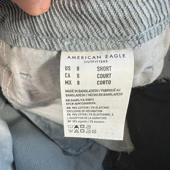 American Eagle Mom Straight Jeans Corduroy Pants Light Blue 8 Short - Picture 8 of 14